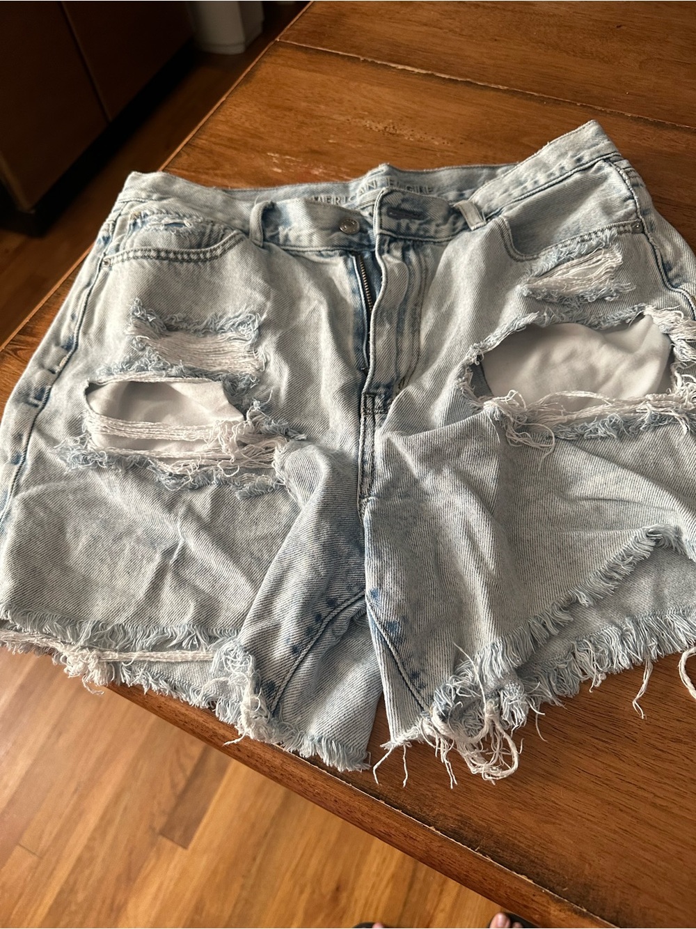American Eagle Outfitters Light Blue Distressed Denim Cutoff Shorts